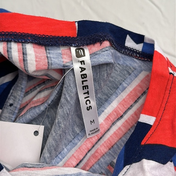 Fabletics red white blue crew neck short sleeve muscle t-shirt - Picture 9 of 10